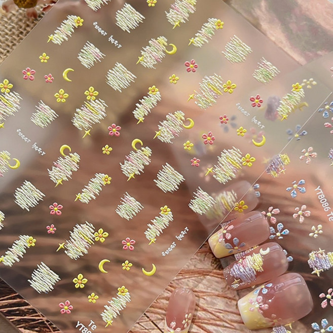 키라데이 파스텔플라워 네일스티커, 1개, 옐로우그린