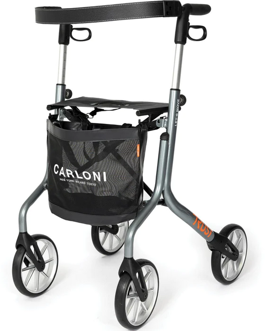 [공식수입]트러스트케어 렛츠무브 초경량 노인보행보조기 어르신 보행기 등받이 가방 포함, Grey, 1개