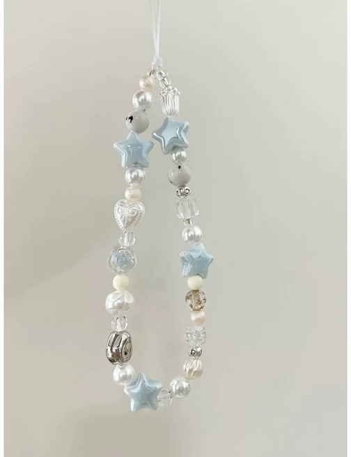 相機店 千禧年復古Y2K CCD相機手機鏈 夏日海鹽星星串珠手機掛繩, 1個