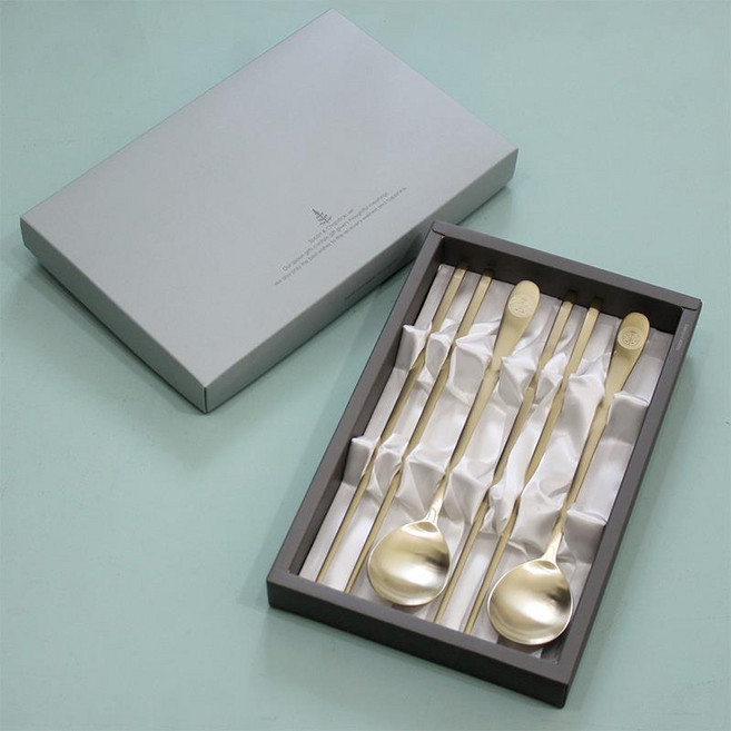 국산 희 소울 골드 2인용 수저세트 어버이날선물 수저선물세트, 1세트