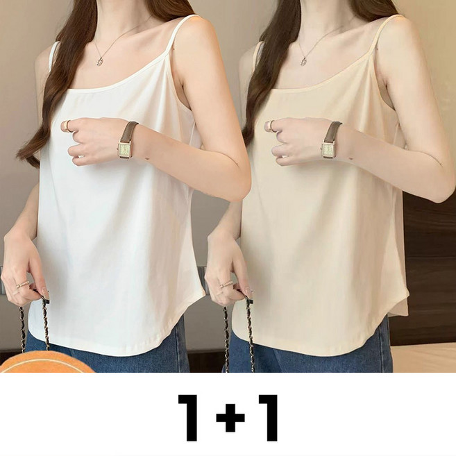 메인워크 1+1 여성 빅사이즈 나시 티셔츠 여름용 냉장고 루즈핏 끈나시 데일리 스찬 아이스 쿨링 민소매 이너 슬림핏 상의 2매입