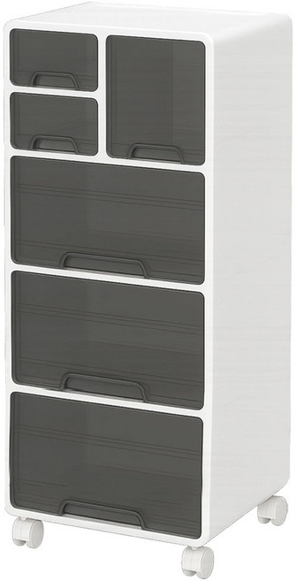 수납하마 다용도 책상 서랍장 이동바퀴 미니 수납장, 투명, 5단