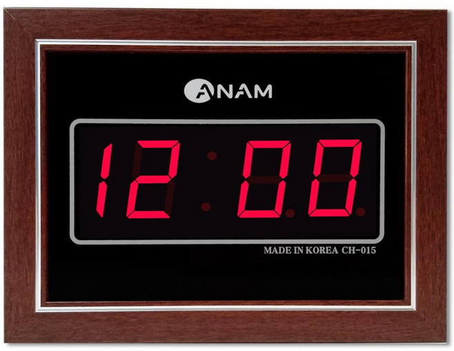 아남시계 디지털 LED 전자 벽시계 CH-015 벽탁상겸용, 브라운