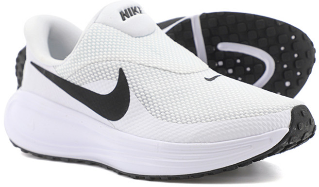 나이키 레볼루션 8 이지온 레이스리스 러닝화 화이트-울프 그레이-블랙 로고