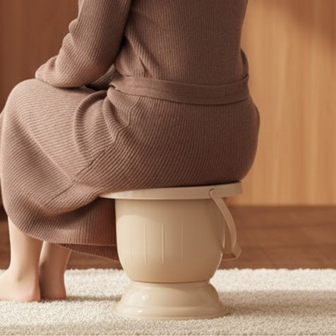 르브아 이동식변기 간이 변기 환자 노인용 캠핑 휴대용 어르신, 베이지, 1개