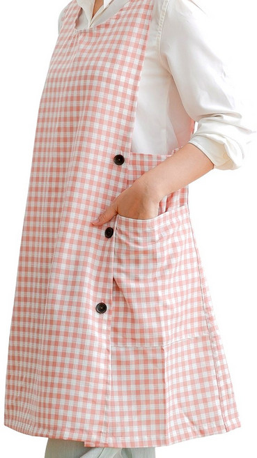 데코에버 여름 붐붐 원피스 앞치마 어린이집 선생님 요양보호사 옆주머니형, 핑크, 1개