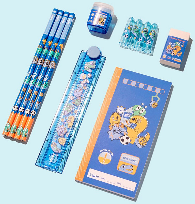 빅키드 키즈 학용품 문구 세트 VER.2, 빅키드블루