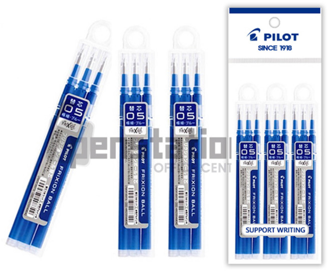 파이롯트 프릭션 지워지는 노크 볼펜 리필심 3개 세트, 0.5mm 리필(3개입) 청3개 세트