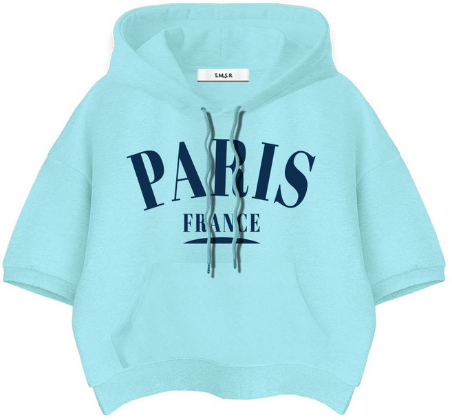 몰토벨리노 TSF 파리프랑스 세미오버핏 고밀도 크롭 반팔 후드티