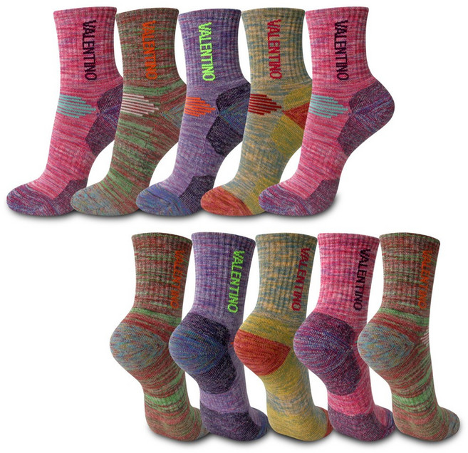 발렌티노크리스티 남자 여자 두꺼운 등산 스포츠 작업 이중 바닥 롱넥 쿠션 양말 장목 긴목 묶음, 10켤레