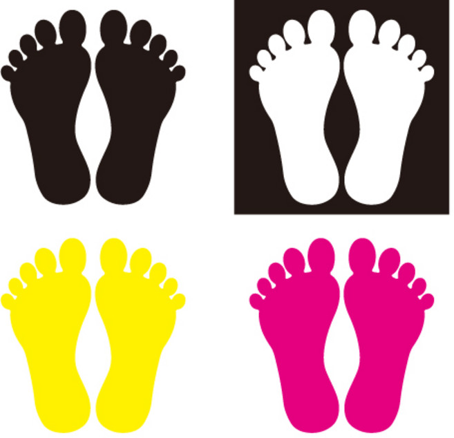 발바닥 스티커 생활속 거리두기 발모양 발자국 스티커, 검정, 타입1, 소형