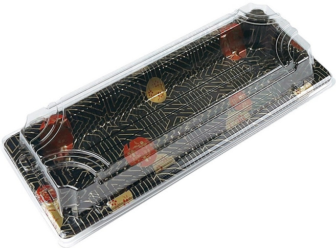 꽃무늬 초밥용기 뚜껑포함, 1개, 100세트, 2호 꽃무늬