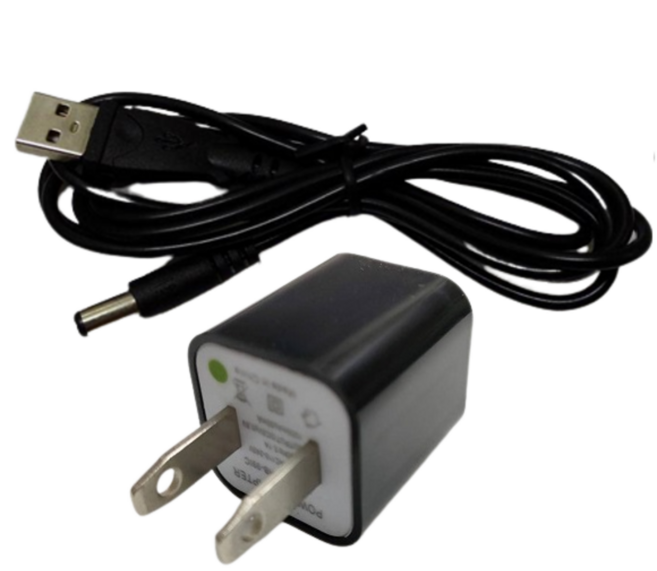 5V1A USB充電器 USB線組 圓插頭外徑5.5mm內徑2.1mm 適用樂譜燈氣象站鬧鐘 黑色, 1個