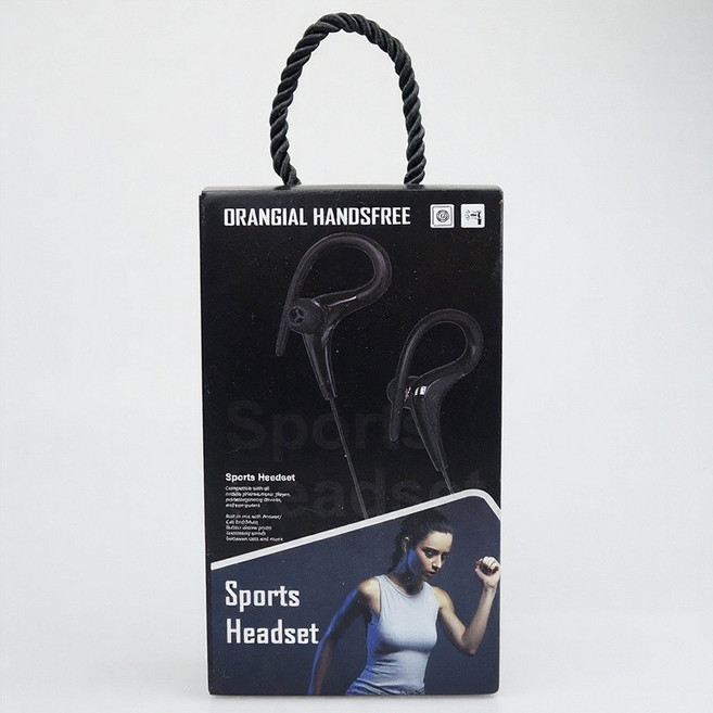 耳掛式3.5接口運動耳機 入耳舒適 線控操作 高音質通話 1.2米, 黑色帶麥--原廠盒裝, 132-02