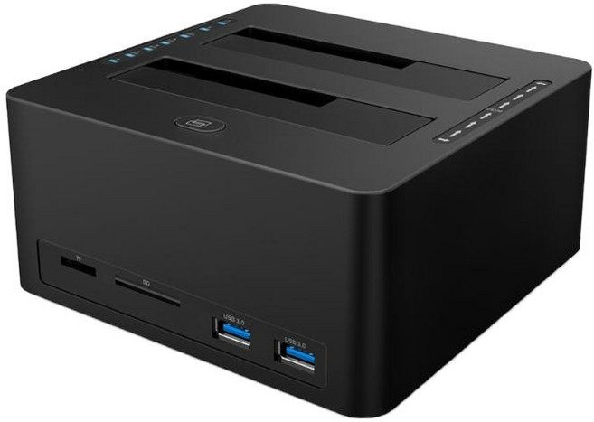 USB3.0 2 베이 하드 드라이브 도킹 스테이션 하드 디스크 카드 리더용 오프라인 클론, 1개
