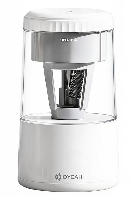 OYEAH 휴대용 전자동 상승 연필깎이 급속 충전 안전 보호, 1개, 흰색