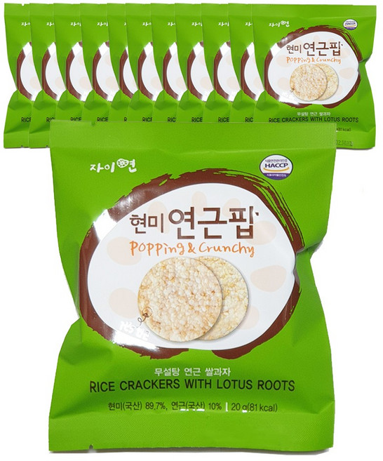 자이연 현미연근팝 쌀과자, 20g, 12개