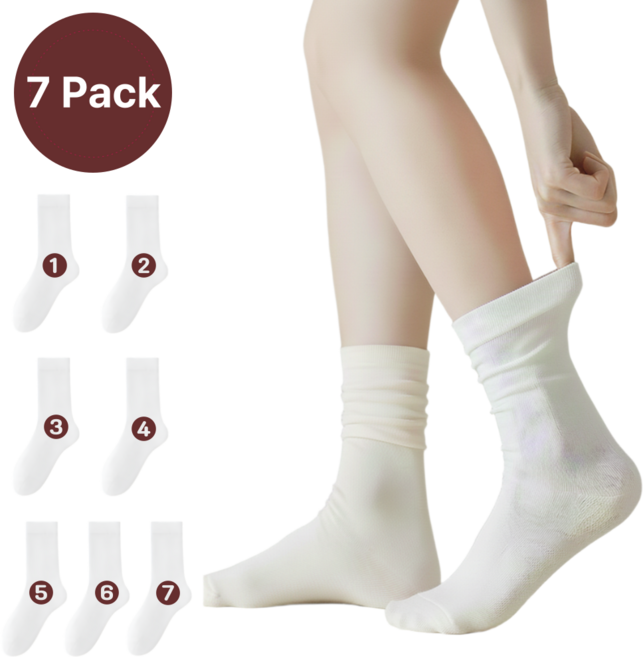 직셀 조임 없이 편안한 순면 여성용 무압박 중목 양말