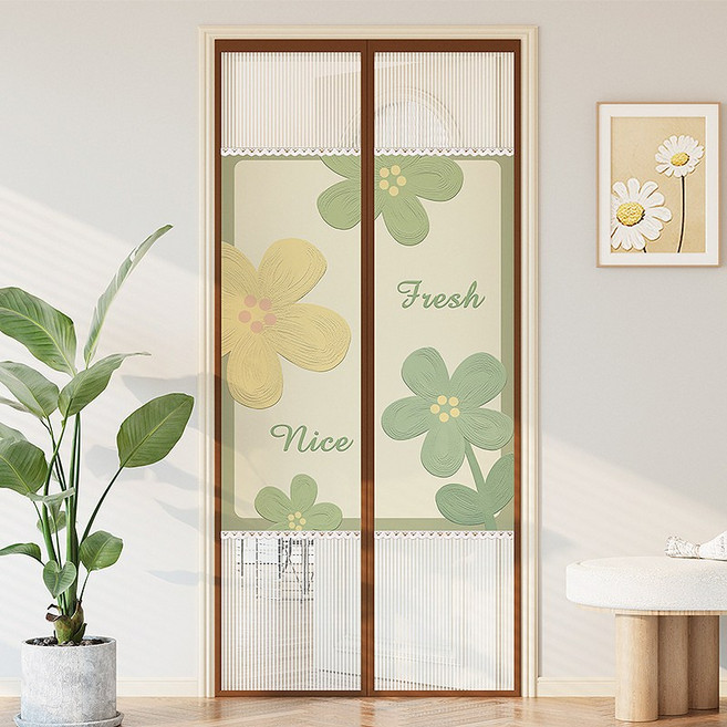 방일 현관문 방문 반투명 모기방지 메쉬 문발 세트 일체형 자석 프리미엄 모기장 + 찍찍이테이프 + 오픈고정자석, C