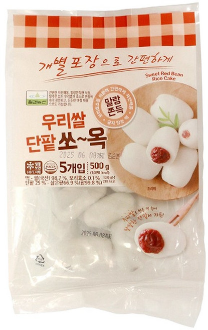 칠갑농산 우리쌀 단팥 쏘옥 떡, 2개, 500g