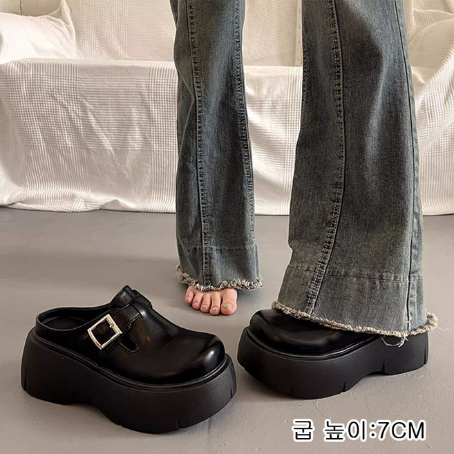 여성 빈티지 블로퍼 봄 가을 미끄럼 방지 키높이 슬리퍼 패션 고급스러운 통굽 플랫 슈즈 여자 슬립온 단화 WMY