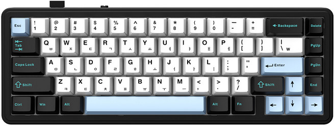 AULA 유무선 펀키스독거미 한글 기계식 텐키리스 키보드, 스카이 블랙, F65, 저소음 바다축