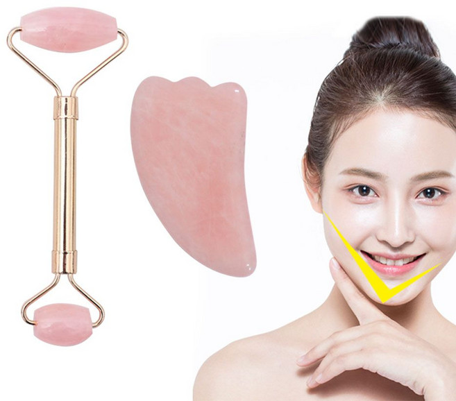 장미석 마사지 페이스 롤러 괄사 도구 얼굴 마사지봉