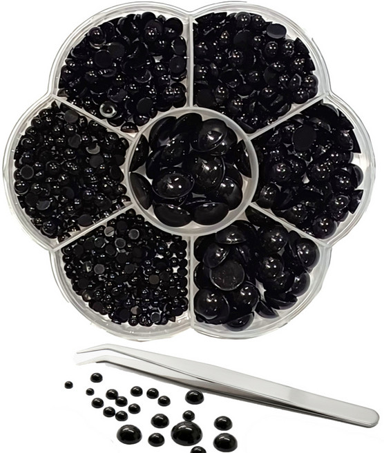 체리아트 인형눈알 600pcs 세트 3mm~12mm 반원형 핀셋포함 코바늘 아미구루미 인형만들기 DIY 부자재, 1통