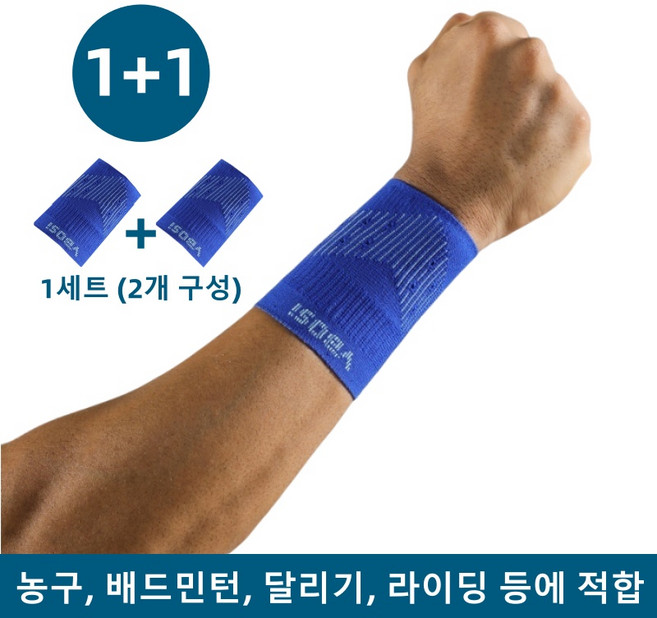 니트 통기 손목 보호대 2개, 블루, 1세트
