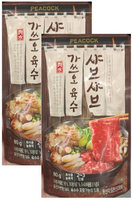 피코크 샤브샤브 가쓰오 육수, 80g, 2개