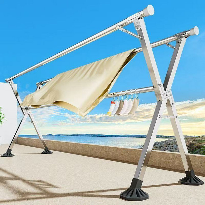 빨래건조대 X형 방풍 안정형 접이식건조대, 은색
