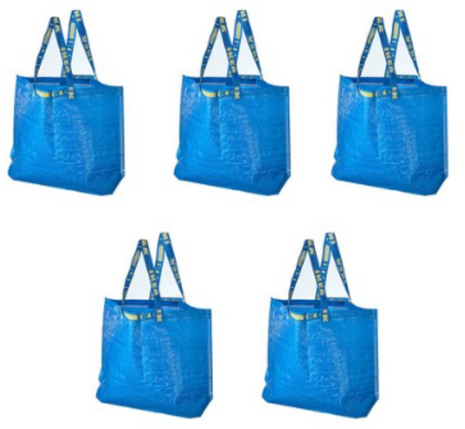 이케아 프락타 장바구니 M 대용량 장바구니 시장가방 분리수거 쿨러백 수납, 5개