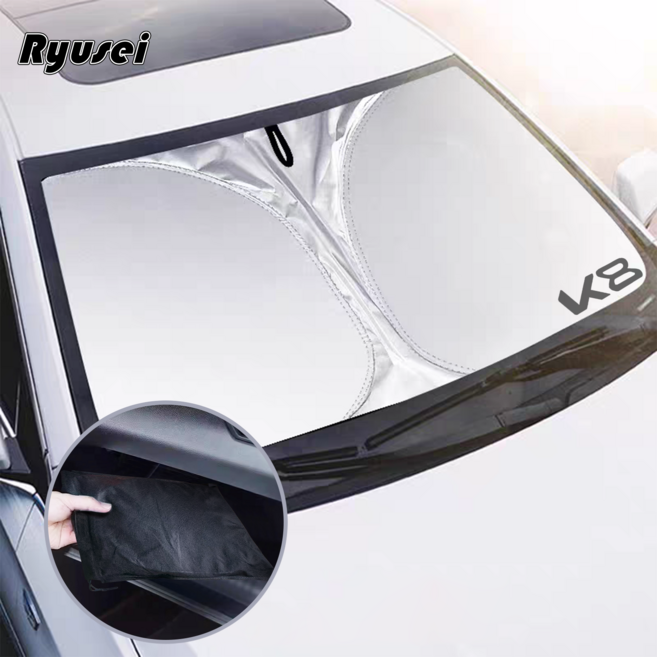 Ryusei 차량 앞유리 햇빛가리개 기아 호환 원터치+수납가방 쏘렌토 카니발 스포티지 K8 셀토스 모닝 레이 맞춤형 R022, 1개, k8.