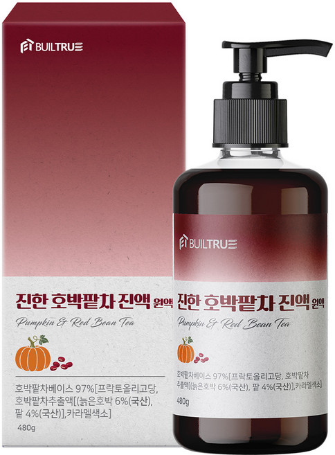 빌트루 진한 호박팥차 원액 진액 식약처인증 액기스 HACCP 국산 액상, 1개, 480g