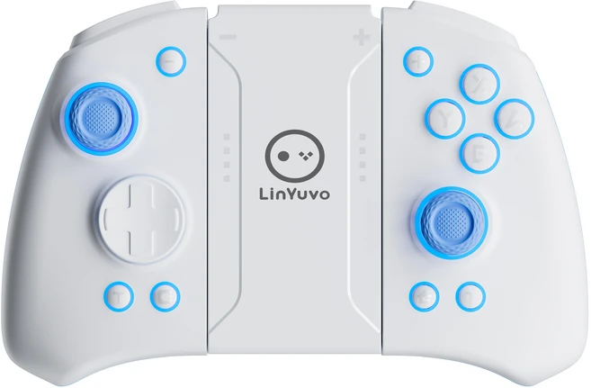 기계식 버튼 6축 자이로 모션 7가지 다채로운 조명 및 매크로 프로그래밍을 갖춘 스위치 라이트용 LinYuvo, 04 White Blue