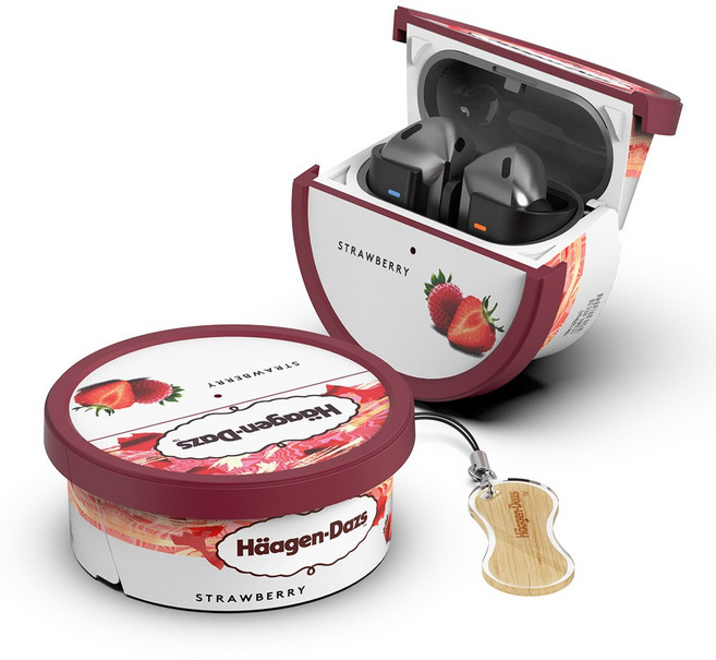 삼성 정품 갤럭시 버즈3 버즈3프로 케이스 카라비너클립 성심당 햇반 하겐다즈, 하겐다즈 케이스 딸기 레드, 1개