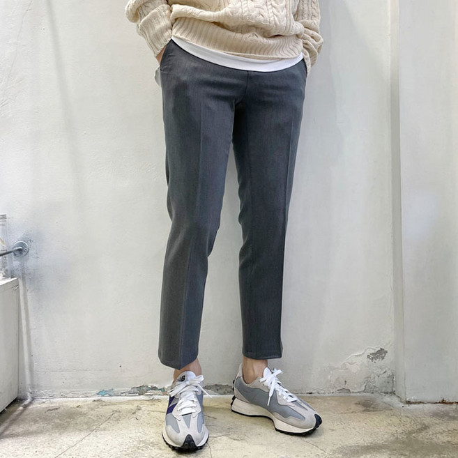 라운지21 남자 배이직 사계절 9부 스판 슬림핏 슬랙스