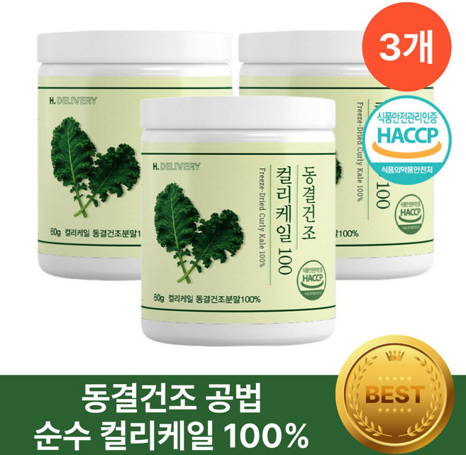 헬시위듀 동결건조 컬리케일 분말 100% 식약청인증 곱슬케일, 3개