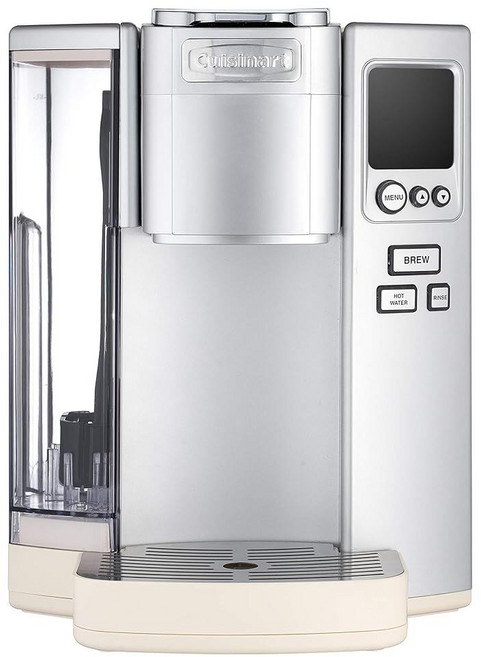 쿠진아트 커피 메이커 1인용 2kg 72온스 저장소 포드 머신 프로그래밍 가능한 브루잉 온수 디스펜서 3컵 사이즈 설정 스테인리스 스틸 SS 10P1 실버 223053, 크림