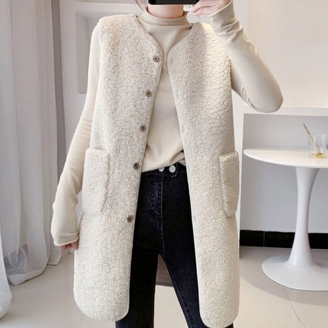 롱 양털조끼 뽀글이 베스트