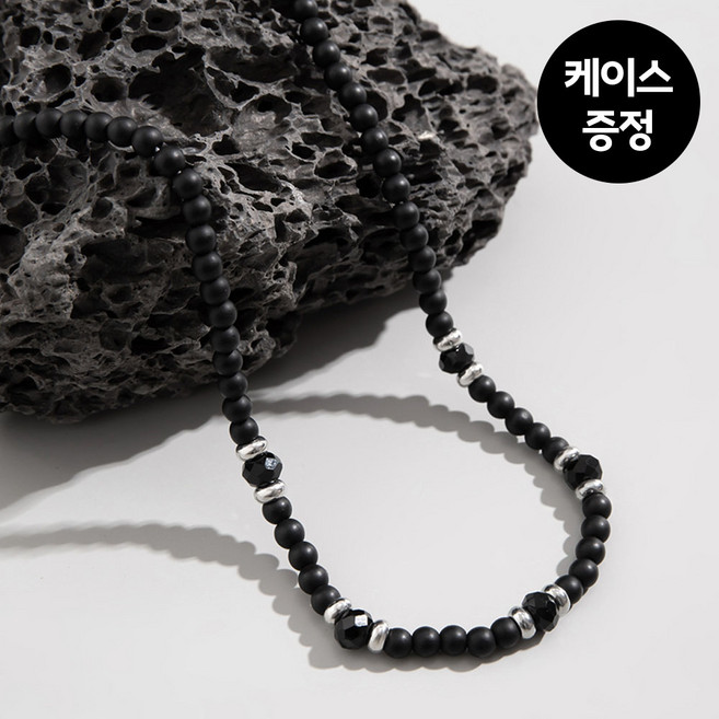 [MSMULTIVERSE] 힙스터 남성 스트릿 포인트 블랙 비즈 초커 레이어드 패션 목걸이