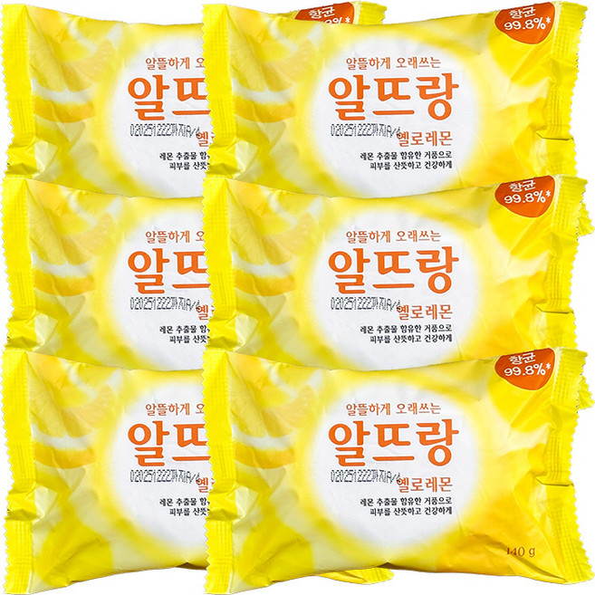 알뜨랑 비누옐로레몬140g x 6개 세수 세안 클렌징, 140g
