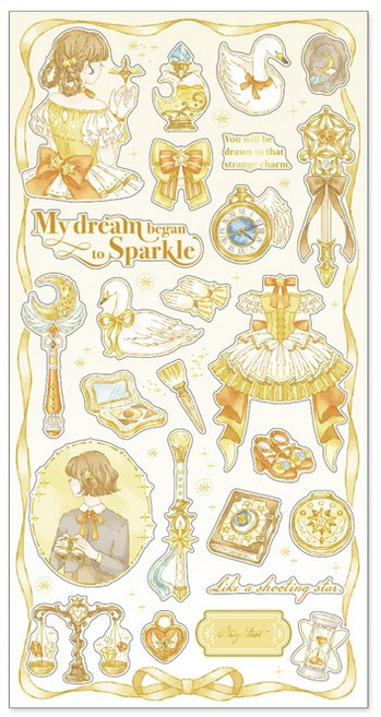 MIND WAVE 魔法少女系列 珠光紙貼紙, 1個, 02.Sparkle (黃) 82362, 黃