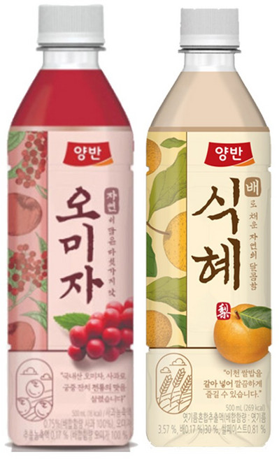 양반 오미자차 500ml 6입 + 배식혜 500ml 6입, 1세트