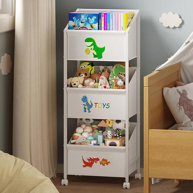 Lyuwanxian 바퀴가 달린 대형 아동용 장난감 보관 정리함 남아 여아용 장난감 선반 114.3 x 40.6 x 30.5cm(45 x 16 x 12인치) 장난감 정리함
