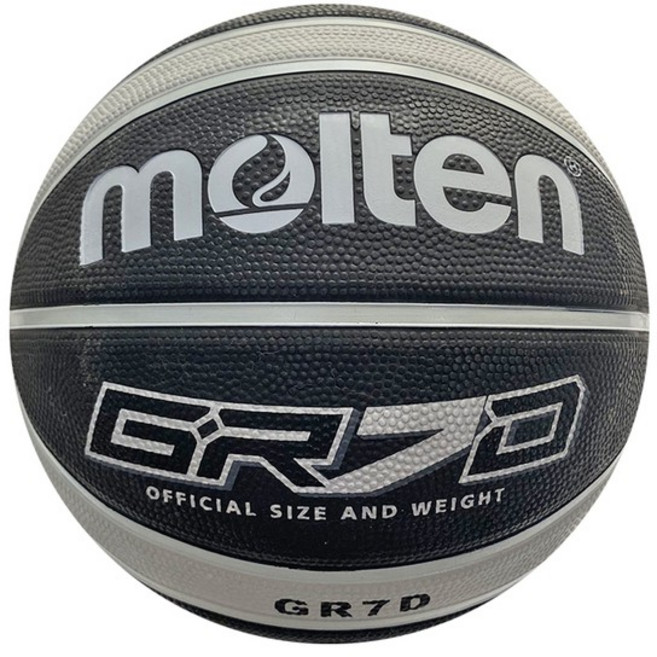 Molten 籃球 7號 男子 室外 橡膠 深溝 BGR7D, 黑灰, 1個