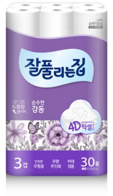 잘풀리는집 감동 롤화장지 25m, 30롤, 5팩