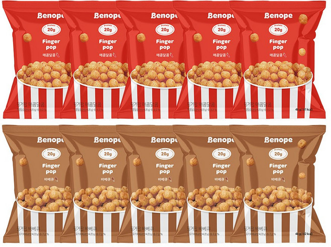 베노프 프로틴 핑거팝 매콤달콤x5+바베큐x5, 1세트, 480g