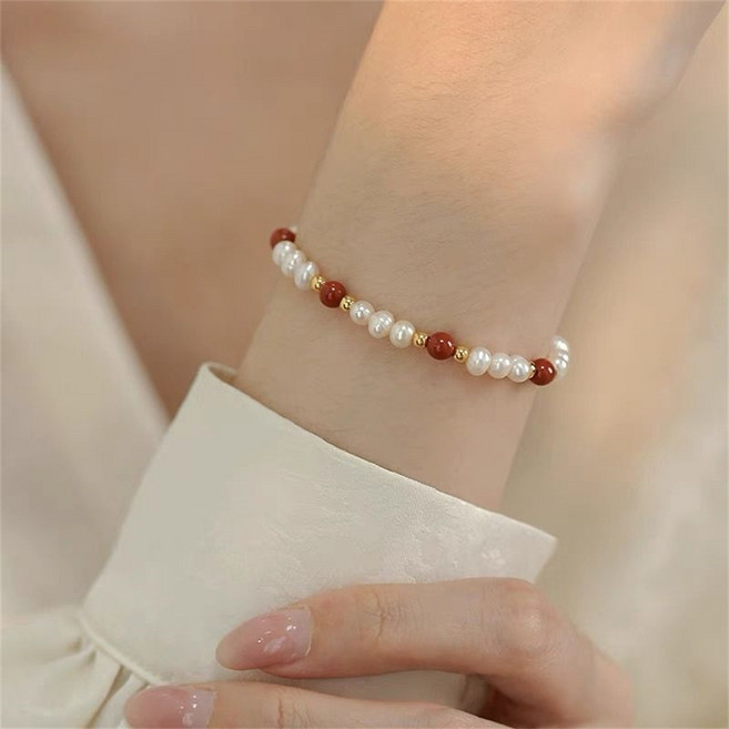 besteffie 여성용 심플 우아한 진주 구슬 메탈 포인트 비즈 팔찌 도금 볼 팔찌 K85