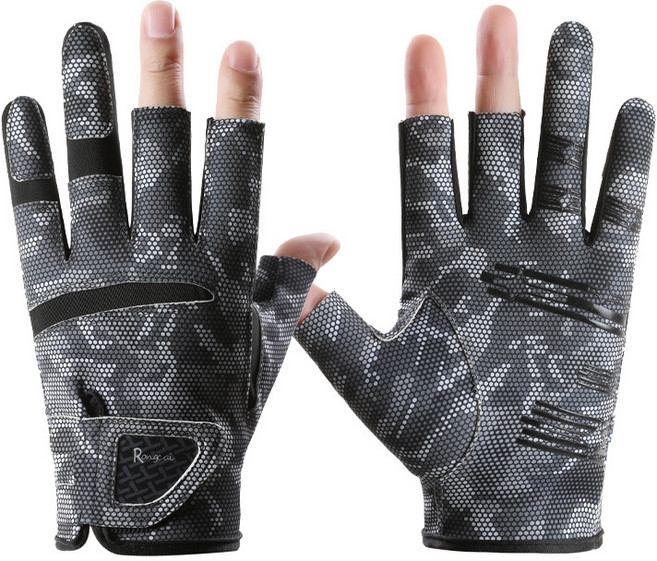 아프리카피싱 3컷 낚시 장갑 봄 여름 가을 민물 바다 루어 피싱 커팅 장갑, 1개, 그레이